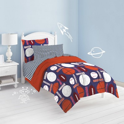Navy Reversible Microfiber Twin Kids Sports Bed Set
