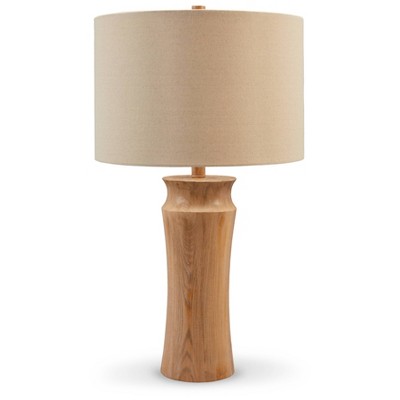 Beige and Brown Resin Table Lamps with Drum Shade, Set of 2