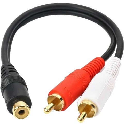  Monoprice 6inch 3.5mm Stereo Plug/2 RCA Jack Cable - Black :  Electronics