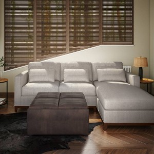 35" Franklin Square Coffee Table Storage Ottoman Linen Look Fabric - Wyndenhall - 1 of 4