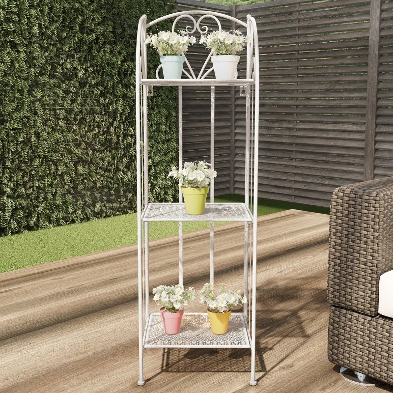 Nature Spring 3-Tier Folding Wrought Iron Plant Stand Vertical Shelf Indoor/Outdoor Home and Garden Display, 1 of 8