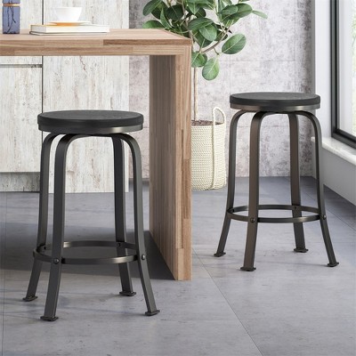Bar Stool Chairs With Powder-coated Frame, Sleek Wooden Seating Barstools With Swivel Function