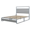 FURNIinspire Beds Queen Size Bed Frame, Modern Simple Metal Platform Bed with Charging Station, Easy Assembly, Silver, 88.58"*60.82"*39.64" - 2 of 4