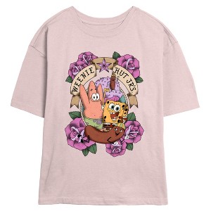 Junior's SpongeBob SquarePants Weenie Hut Jrs Floral T-Shirt - 1 of 3