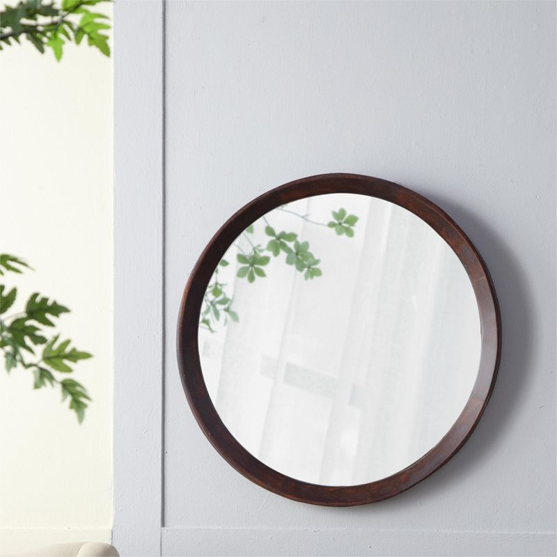 Cerys 20 inch Round Wood Mirror,Transitional Decor Style Mango Wood Wall Mirror,Features Clean Silhouette Solid Wood Frame-The Pop Home, 2 of 10