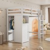Twin Loft Bed, Solid Wood Twin Size Loft Bed Frame With Wardrobe, Storage Shelves, Ladder, Guardrails, Underneath Space For Boys Girls Teens - 3 of 4