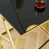 VYNXARIA 20 Inch Modern Glass End Table with Geometric Metal Frame, Accent Table Nightstand Furniture Corner Table for Living Room,Gold - 4 of 4