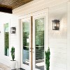 C Cattleya 13.5" 3-Light Matte Black Outdoor Hardwired Wall Lantern Sconces with Water Ripple Glass - 4 of 4