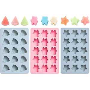 JDICTION 3 Pieces Silicone Candy Molds Set, Non-Stick Star Bear Watermelon Mold for Chocolate Gummy Jello - 1 of 4