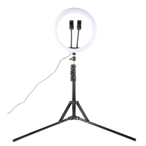 Vivitar 12 Professional White Led Ring Light Kit With Mini Lavalier  Microphone, Dual Gooseneck Phone Mounts 63 Light Stand : Target