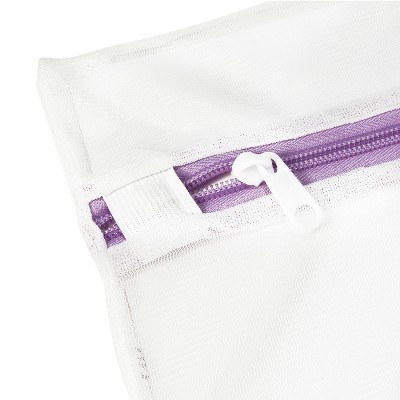 White Mesh Laundry Wash Bags with Colored Zippers, Set of 3