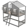 NicBex Twin over Twin Bunk Bed House Shape Wooden Bed Frame with Windows, Inclined Ladder and Full Length Guardrail, No Box Spring Required - 3 of 4