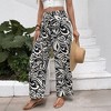 Coolmee Womens Pants Floral Midweight Palazzo Pants for Women Casual Lounge Wide Leg Pants Woman with Button - 2 of 4
