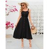 Coolmee Women's Dress Casual Summer Spaghetti Strap Dress Button Down Sleeveless A Line Beach Swing Midi Sundress - 3 of 4