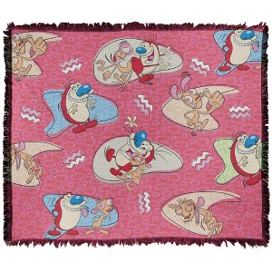 Ren And Stimpy Ren And Stimpy Pattern Blanket 50"x60" Woven Tapestry - 1 of 4