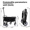 VisioGear Multi-use Bag Collapsible Foldable Wagon Cart, Beach Wagon Grocery Cart with Liner Bag and Cover, Black, 25.98"*17.32"*37.4" - 3 of 4