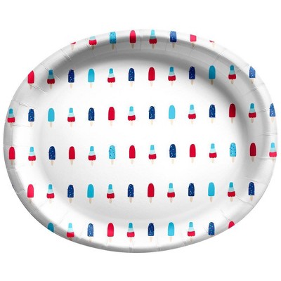 Photo 1 of [4 Pack] 10ct Oval Americana Platter with Popsicles White - Sun Squad