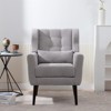KWPZQEB Mid-Century Accent Chair, Modern Upholstered Armchair with Pillow & Wood Legs, Comfy Reading Chair for Living Room, Bedroom - 2 of 4