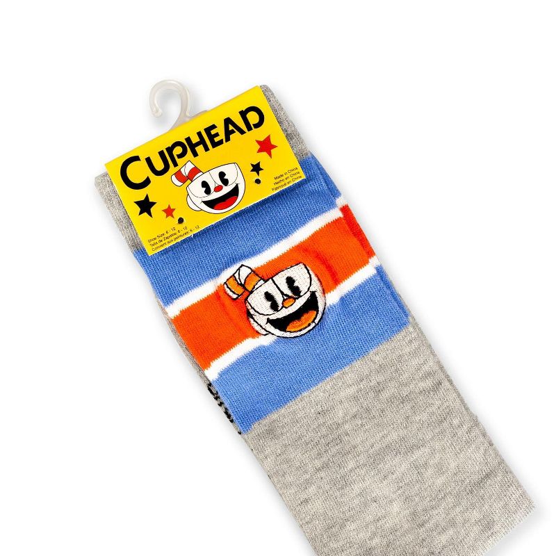 Hypnotic Socks OFFICIAL Cuphead Striped Grey Crew Socks | Soft Socks Perfect for Cuphead Fans, 4 of 8