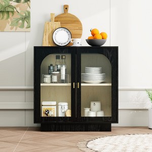 Modern Storage Cabinet with Acrylic Door, Adjustable Shelves, Gold Handles, Non-Slip Feet for Living Room, Dining Room - 1 of 4