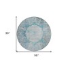 Teal Blue Aqua And Gray Oriental Washable Indoor Outdoor Area Rug - 3 of 4