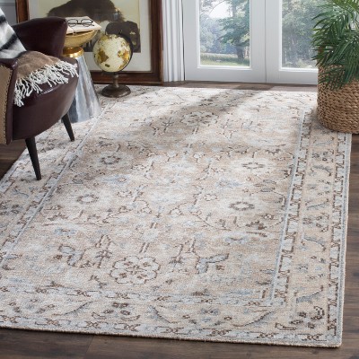 Elysian Ivory Wool and Viscose 4' x 6' Hand-Knotted Rug