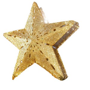 Aoibox Christmas Tree Topper Star 3D Hollow Gold Star with Rotating LED Snowflake Projector Fits Most Trees 9.8in x 9.4in 1 Piece - 1 of 4