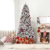 Snow Flocked Artificial Christmas Tree with 300 Multicolor LED Lights - 8 Lighting Modes, Foldable Metal Base, Flame Retardant PVC - 4 of 4