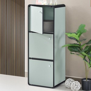 Kings Brand Furniture Dothan Wood 3-Cubed Closed Bookcase - Storage Shelf Organizer Bookshelf - 1 of 4