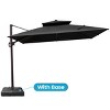 11FT Square Double Top Cantilever Umbrella Outdoor 360° Rotation 6 Heights Adjustable Offset Umbrella with Metal Pole Cantilever with Base - 2 of 4