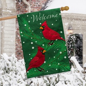 Briarwood Lane Winter Burlap House Flag 40x28 For Outdoor Cardinals in Snow House Flag Flag For Winter House Flag - 1 of 3
