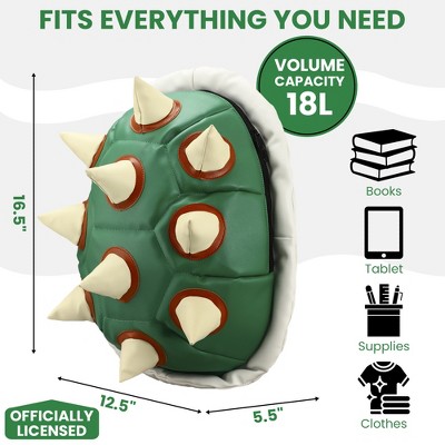 Super Mario Bros Bowser Adult Green Turtle Shell Backpack — фото 3