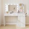 Makeup Table with Mirror, LED Bulbs and Power Outlet Vanity Desk with 3 Drawers and Storage Shelves Dressing Table for Bedroom Dressing Room, White. - 2 of 4