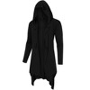 Men's Long Hooded Cardigan Ruffle Shawl Long Sleeve Lightweight Open Front Drape Cape Overcoat - 4 of 4