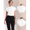 INSPIRE CHIC Women's Mock Neck Pleated Elegant Office Solid Cap Sleeve Blouse - 2 of 4