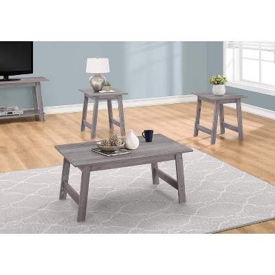 Gray Distressed Wood Look 3-Piece Coffee and End Table Set