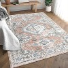 Washable Vintage Area Rug - Non-Slip Low Pile Medallion Carpet for Living Room, Bedroom, Office & Farmhouse Decor - 3 of 4