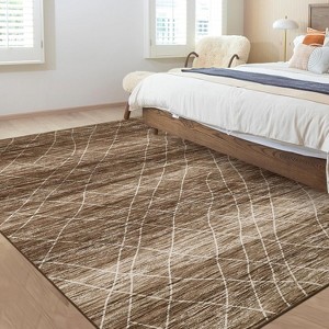 Machine Washable Modern Distressed Rug for Living Room, Ultra-Soft Low-Pile Non-Slip Carpet for Bedroom Dining Room Office - 1 of 4