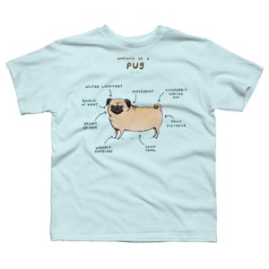 Boy's Design By Humans Anatomy of a Pug By SophieCorrigan T-Shirt - 1 of 3