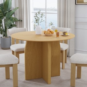 Wooakway 30"H Round Wood Dining Table Kitchen Table Conference Table with Criss Cross Legs - 1 of 4