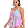 Womens Plus Size Mesh Cover Tie Dye Bikini High Waisted Swimsuits Bathing Suits Tummy Control Swimwear - 3 of 4