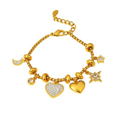 Gold Titanium Steel Star & Heart - Themed Modern Women's Bracelet