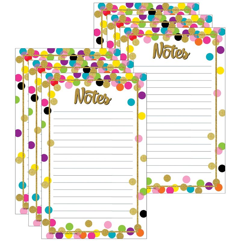 Teacher Created Resources® Confetti Notepad, 5" x 8", 50 Sheets Per Pad, Pack of 6, 1 of 3