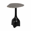Modern Contemporary Accent Table with Marble Top and Sculpted Stone Aluminum Metal Base - 2 of 4