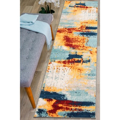 Bohemian Multi Abstract Polypropylene Runner Rug 2'x7'