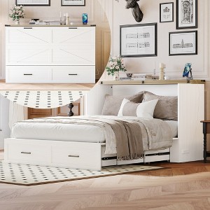 KIGFTSOD Farmhouse Murphy Cabinet Bed with Charging Station - 1 of 4