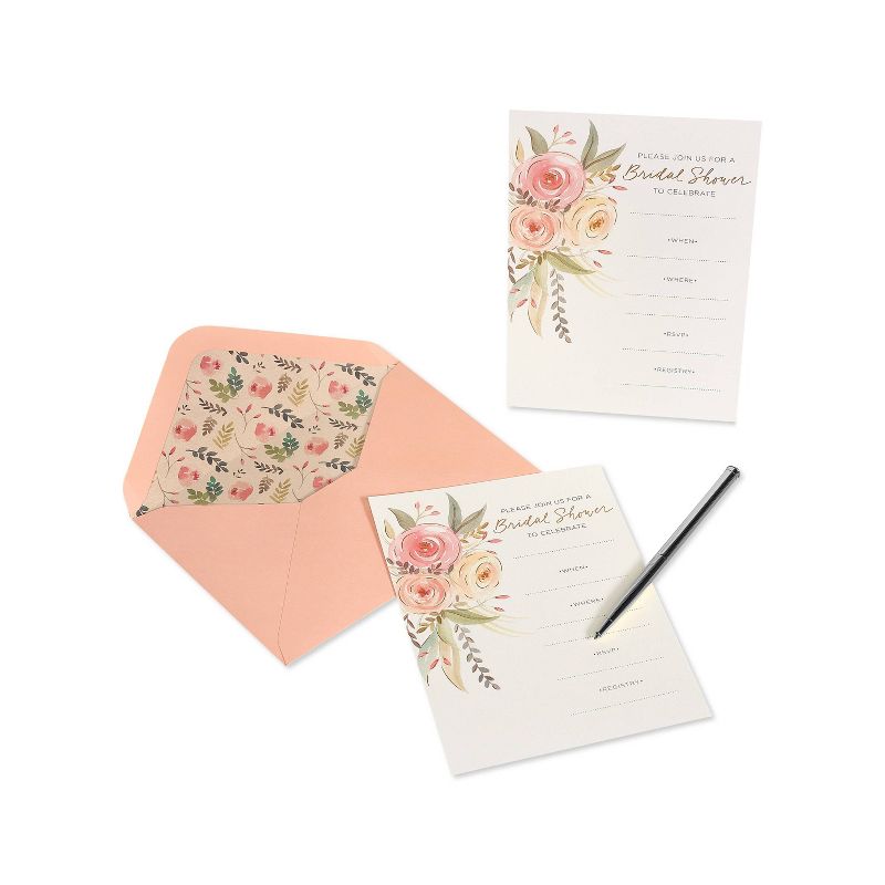 20ct Wedding Invitation Cards Coral Floral - PAPYRUS, 4 of 6
