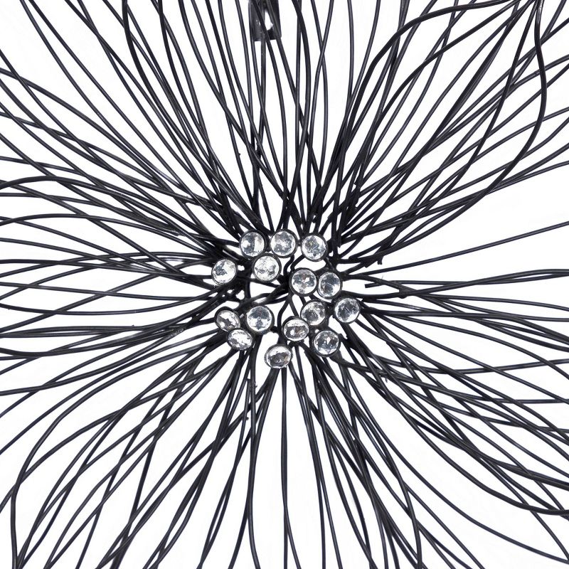 Modern Metal Floral 3D Wire Wall Decor with Crystal Embellishments Black - Olivia &#38; May, 4 of 15