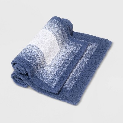 Whitney Ombre Blue Cotton Reversible Bath Rug Set