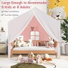 Costzon Large Kids Tent with Mat, Playhouse with Flag Banner, Windows, Gauze Curtain & Solid Wood Frame for Indoor/Outdoor Use (Pink) - 2 of 4